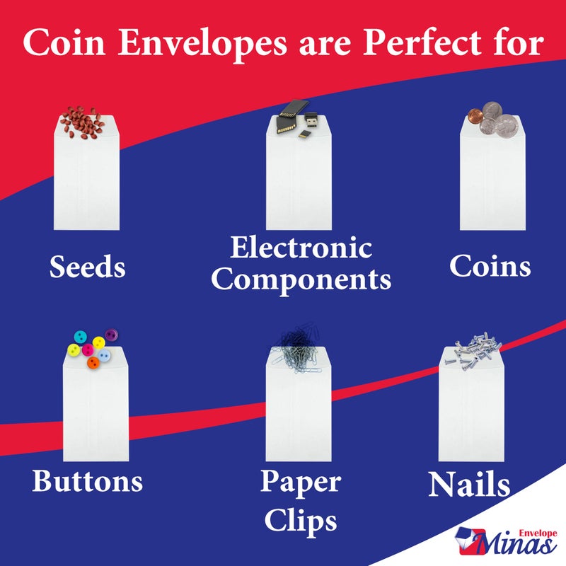 Minas Envelope 500 Minas Envelope #3 Coin Envelopes, White, 2.5 x 4.25 Inches, 24lb Paper, Gummed Flap, 500 Count - Image 3